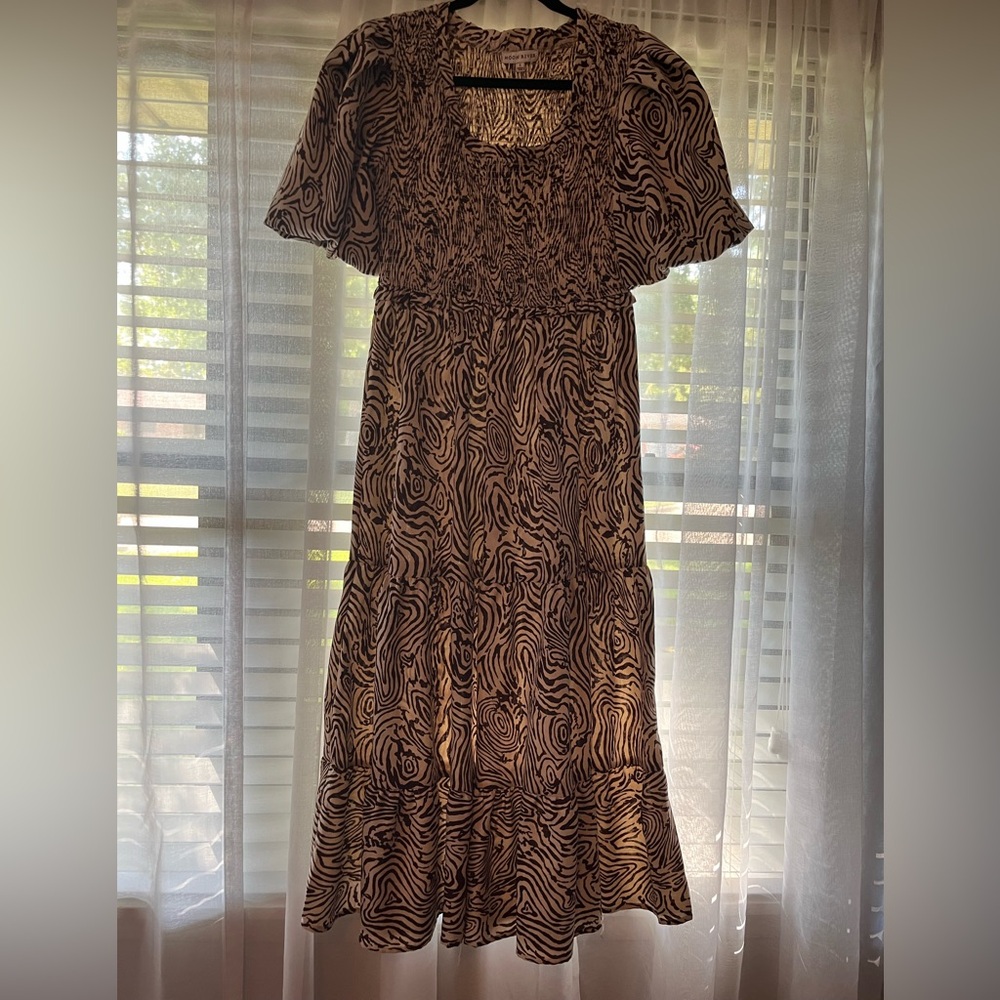 Moon River Black and Cream Midi Dress